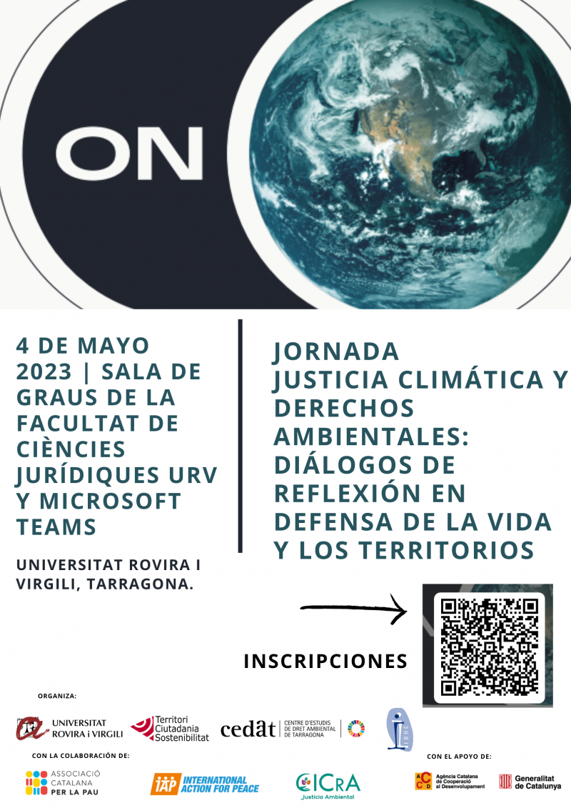 Jornada: JUSTÍCIA CLIMÀTICA I DRETS AMBIENTALS. Diàlegs de reflexió en defensa de la vida i els territoris